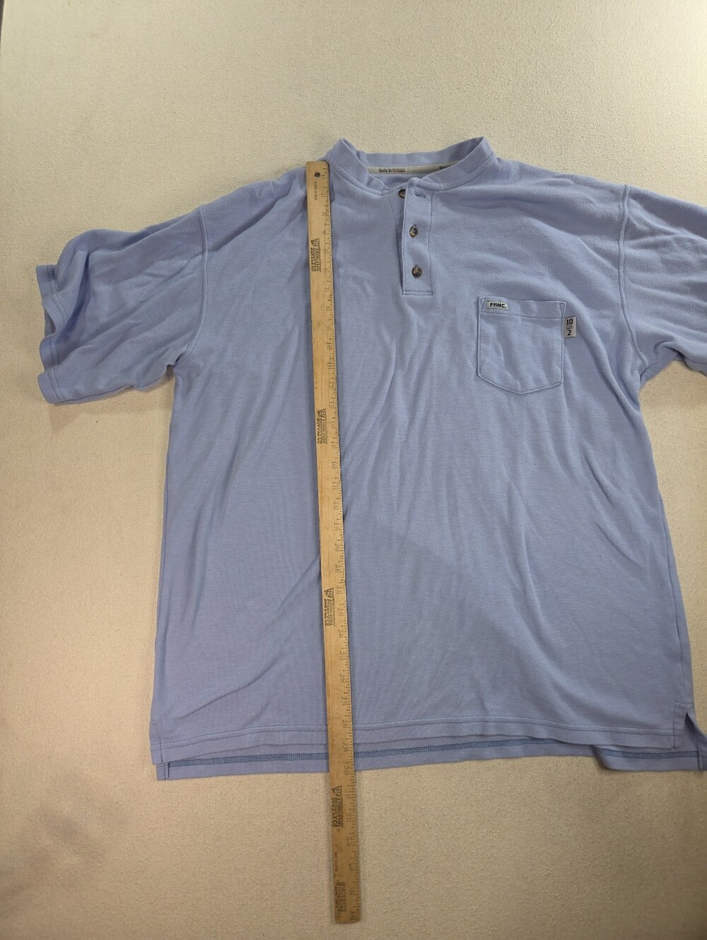 Tyndale FR Shirt Mens 2X Blue Henley FRMC 10 CAL HRC 2 Made USA Arc Rated - Picture 6 of 9
